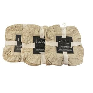 Nicole Miller Home Cocktail Napkins 3 Sets of 6 Cream with Metallic Gold
